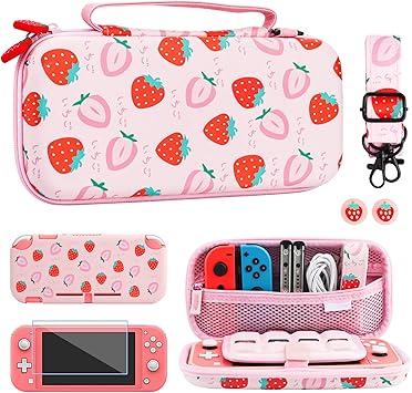 Nintendo Switch Lite Carrying Case with Strawberry Design and Accessories Nintendo Switch Lite Carrying Case with Strawberry Design and Accessories