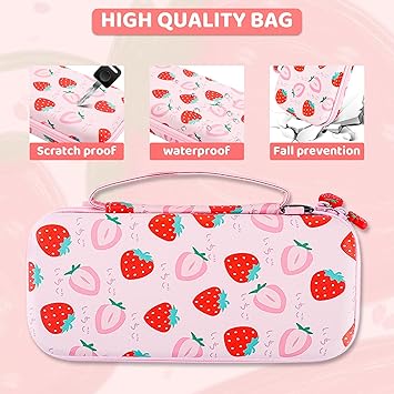 Nintendo Switch Lite Carrying Case with Strawberry Design and Accessories 2 Nintendo Switch Lite Carrying Case with Strawberry Design and Accessories - Image 2
