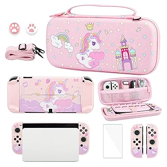 GLDRAM Nintendo Switch OLED Carrying Case Pink Anime Bundle Accessories GLDRAM Nintendo Switch OLED Carrying Case Pink Anime Bundle Accessories