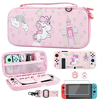 GLDRAM Pink Unicorn Carrying Case for Nintendo Switch Accessories GLDRAM Pink Unicorn Carrying Case for Nintendo Switch Accessories