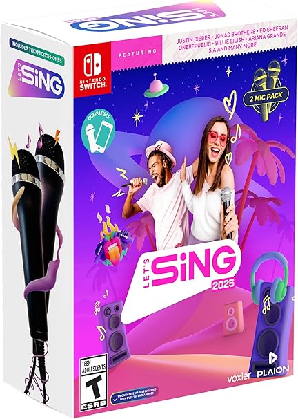 Lets Sing 2025 Two Microphone Bundle for Nintendo Switch Lets Sing 2025 Two Microphone Bundle for Nintendo Switch