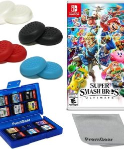 Super Smash Bros Ultimate Nintendo Switch with Thumb Grips and 24 Slot Holder Super Smash Bros Ultimate Nintendo Switch with Thumb Grips and 24 Slot Holder