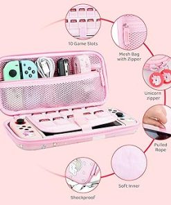 GLDRAM Pink Unicorn Carrying Case for Nintendo Switch Accessories 2 GLDRAM Pink Unicorn Carrying Case for Nintendo Switch Accessories 2