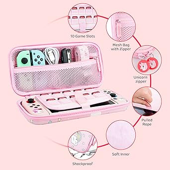GLDRAM Pink Unicorn Carrying Case for Nintendo Switch Accessories 2 GLDRAM Pink Unicorn Carrying Case for Nintendo Switch Accessories - Image 2