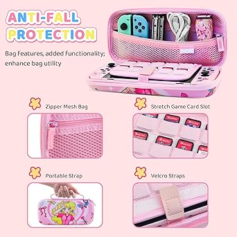 Cute Switch OLED Carrying Case Kit for Princess with Travel Pouch 2 Cute Switch OLED Carrying Case Kit for Princess with Travel Pouch - Image 2