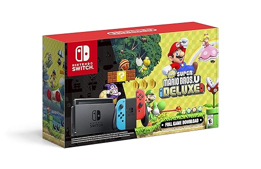 Nintendo Switch Neon Blue Red Joy-Con New Super Mario Bros U Deluxe Nintendo Switch Neon Blue Red Joy-Con New Super Mario Bros U Deluxe