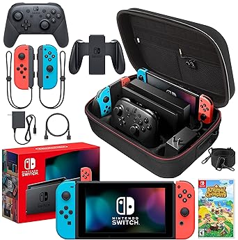 Nintendo Switch Neon Blue Red Animal Crossing Bundle with Pro Controller Nintendo Switch Neon Blue Red Animal Crossing Bundle with Pro Controller