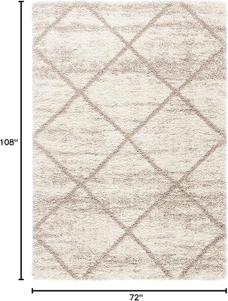 SAFAVIEH Hudson Shag Collection Area Rug – 6′ x 9′, Multi Ivory & Beige, Modern Trellis Design, Non-Shedding & Easy Care, 2-inch Thick Ideal for High Traffic Areas in Living Room, Bedroom (SGH281H) 2 SAFAVIEH Hudson Shag Collection Area Rug - 6' x 9', Multi Ivory & Beige, Modern Trellis Design, Non-Shedding & Easy Care, 2-inch Thick Ideal for High Traffic Areas in Living Room, Bedroom (SGH281H) - Image 2