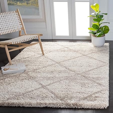 SAFAVIEH Hudson Shag Collection Area Rug – 6′ x 9′, Multi Ivory & Beige, Modern Trellis Design, Non-Shedding & Easy Care, 2-inch Thick Ideal for High Traffic Areas in Living Room, Bedroom (SGH281H) SAFAVIEH Hudson Shag Collection Area Rug - 6' x 9', Multi Ivory & Beige, Modern Trellis Design, Non-Shedding & Easy Care, 2-inch Thick Ideal for High Traffic Areas in Living Room, Bedroom (SGH281H)